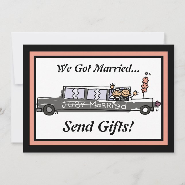 Invitation Elopement Limo de mariée et de chambre / Réception (Devant)