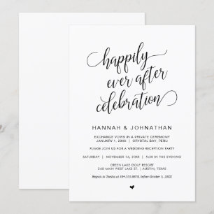 Invitation Elopement Mariage, calligraphie noir classique sim