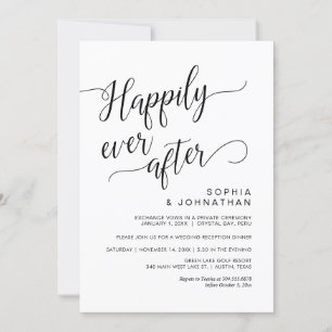 Invitation Elopement mariage, Clair Simple Noir Calligraphie