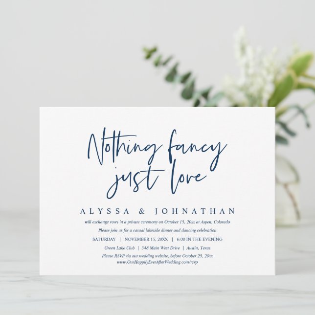 Invitation Elopement Mariage décontracté, Rien De fantaisie,  (Debout devant)