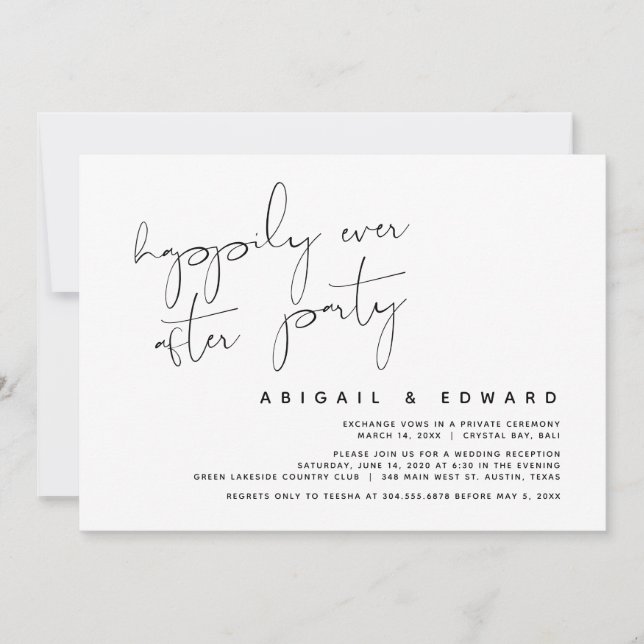 Invitation Elopement mariage, Heureusement Jamais Après La Fê (Devant)