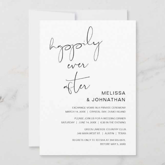 Invitation Elopement mariage, Heureusement Jamais Après La Fê (Devant)