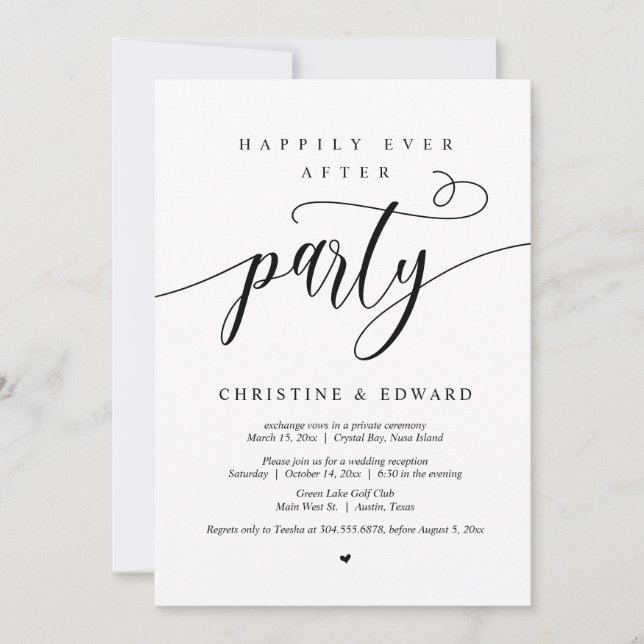 Invitation Elopement mariage, Heureusement Jamais Après La Fê (Devant)