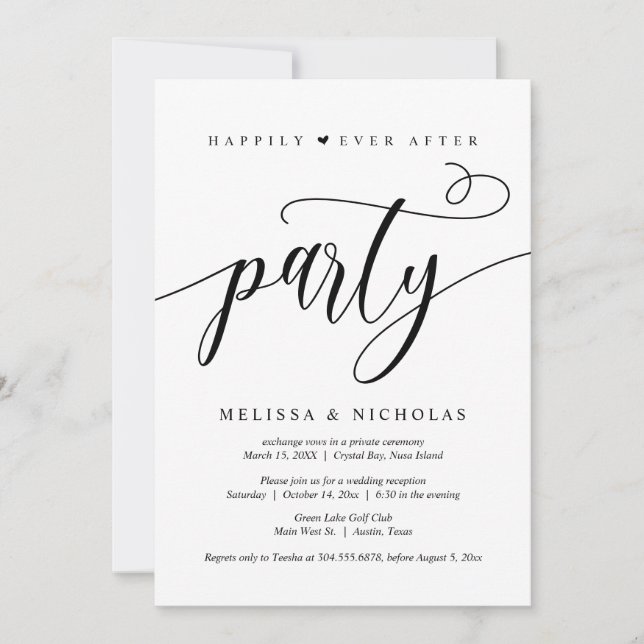 Invitation Elopement mariage, Heureusement Jamais Après La Fê (Devant)