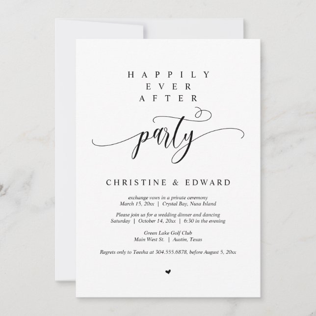 Invitation Elopement mariage, Heureusement Jamais Après La Fê (Devant)