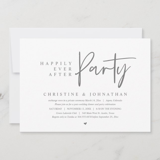 Invitation Elopement mariage, Heureusement Jamais Après La Fê (Devant)