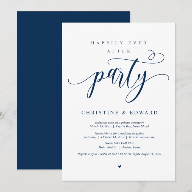 Invitation Elopement mariage, Heureusement Jamais Après La Fê (Devant / Derrière)