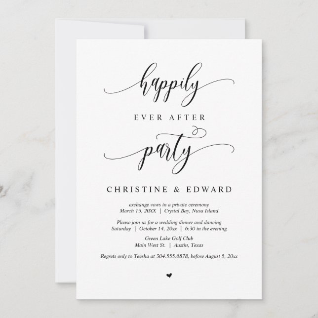 Invitation Elopement mariage, Heureusement Jamais Après La Fê (Devant)
