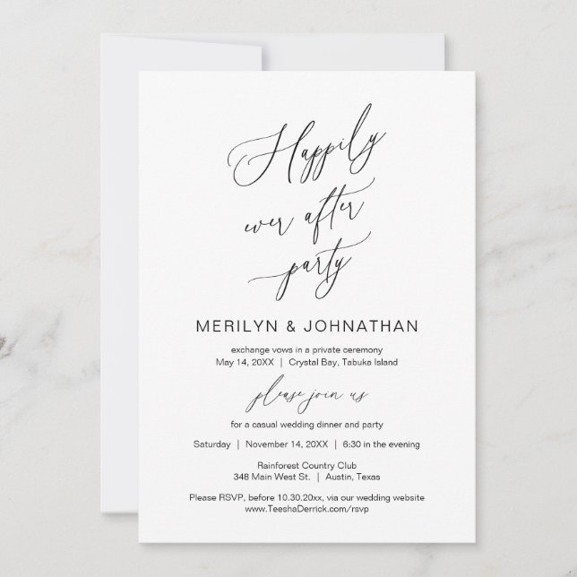 Invitation Elopement mariage, Heureusement Jamais Après La Fê (Devant)