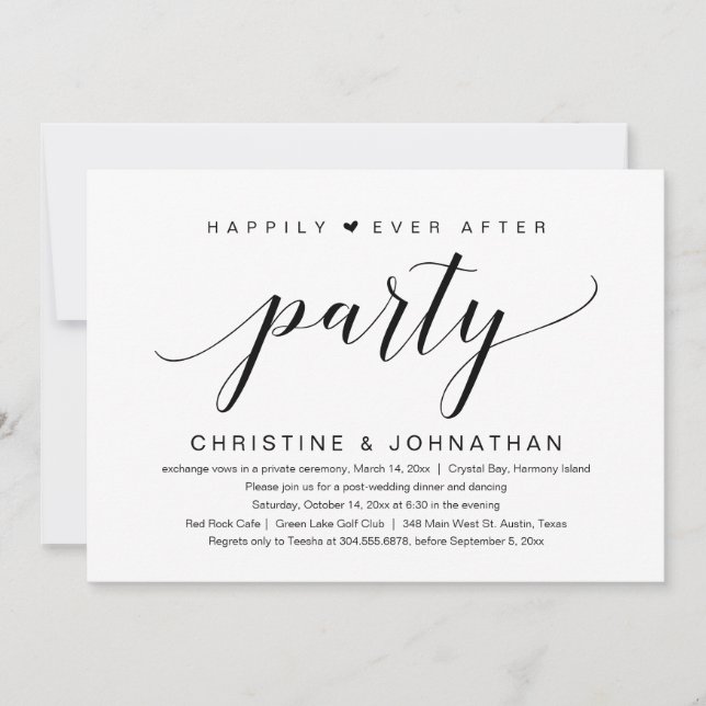Invitation Elopement mariage, Heureusement Jamais Après La Fê (Devant)