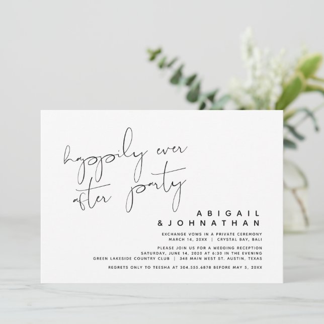 Invitation Elopement mariage, Heureusement Jamais Après La Fê (Debout devant)