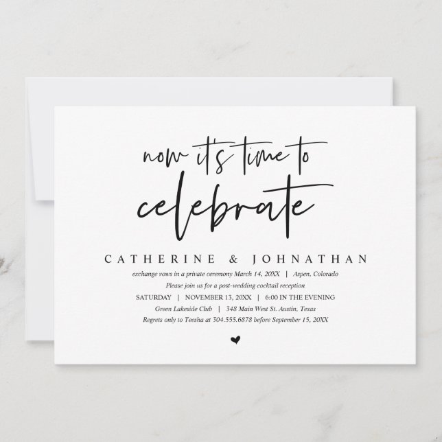 Invitation Elopement mariage, minimaliste moderne, Célébrer (Devant)