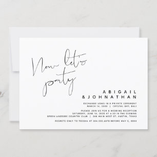 Invitation Elopement Mariage moderne, maintenant fêtons