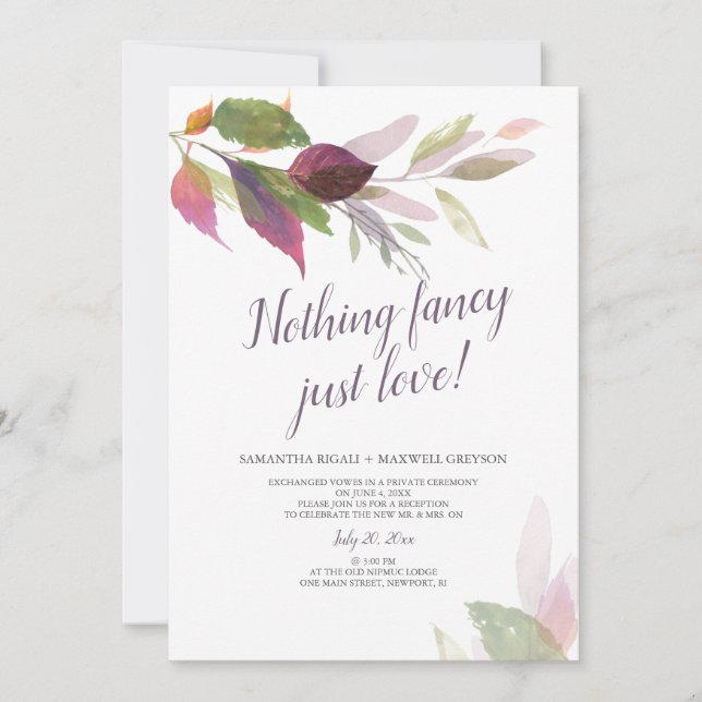 Invitation Elopement Mariage Rien De Fancy Juste Amour (Devant)