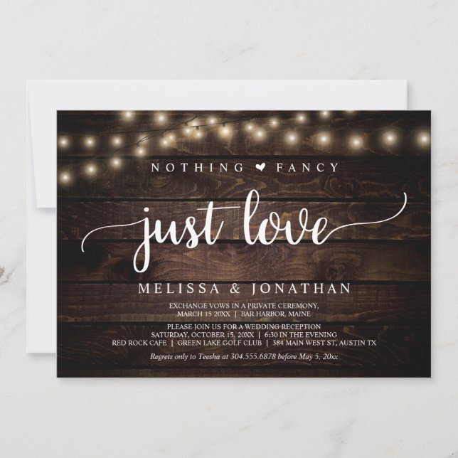 Invitation Elopement mariage, Rien De fantaisie Juste Amour (Devant)