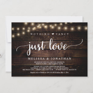 Invitation Elopement mariage, Rien De fantaisie Juste Amour