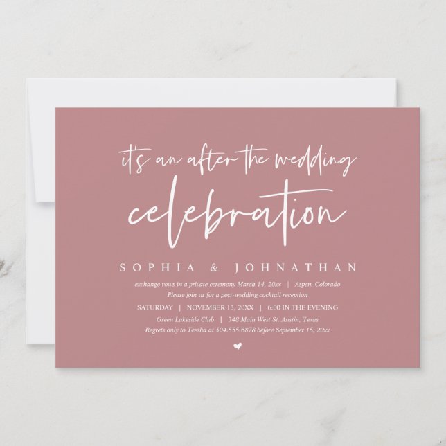 Invitation Elopement moderne, Après la célébration mariage (Devant)