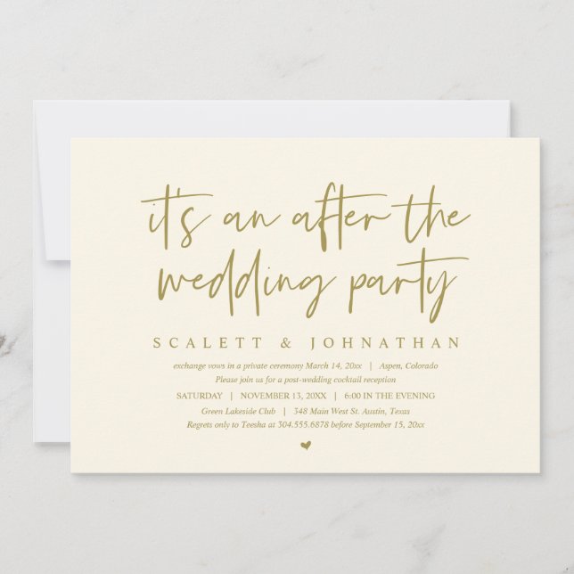 Invitation Elopement moderne, après la fête de mariage (Devant)