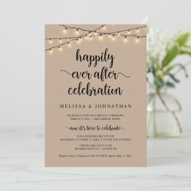 Invitation Elopement Rustique, Heureusement Jamais Après La C (Debout devant)