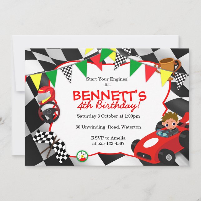 Invitation Emballage d'invitations de partie de voiture de (Devant)