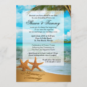 Invitation Embellie de Starfish Couple Faux Vellum Overlay