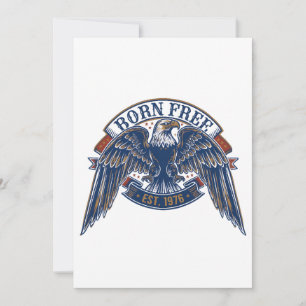 Invitation Emblème d'aigle avec bannière Né libre, Aigle maje