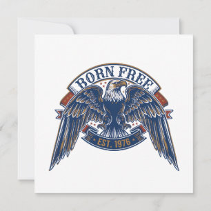 Invitation Emblème d'aigle avec bannière Né libre, Aigle maje