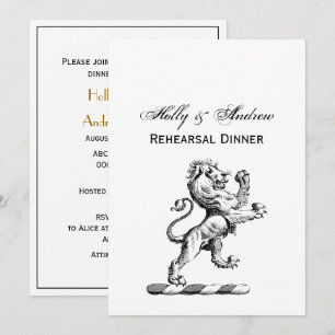 Invitation Emblème de crête au lion héraldique debout