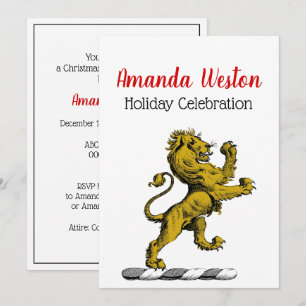 Invitation Emblème de crête de lion debout héraldique C