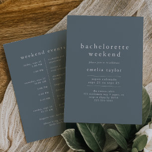 Invitation EMELIA Boho Navy Blue Simple Bachelorette Week-end