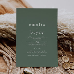 Invitation EMELIA Décontracté Sage Rustique Simple Mountain M