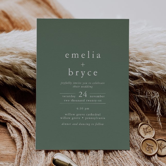 Invitation EMELIA Décontracté Sage Rustique Simple Mountain M (EMELIA Casual Sage Rustic Simple Mountain Wedding Invitation)