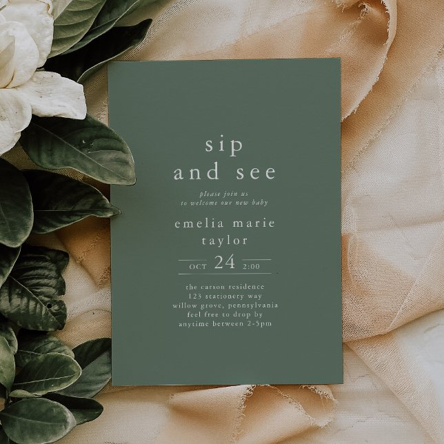 Invitation EMELIA Nature Rustique Simple Woodland Sip et voir (EMELIA Nature Rustic Simple Woodland Sip and See Invitation)