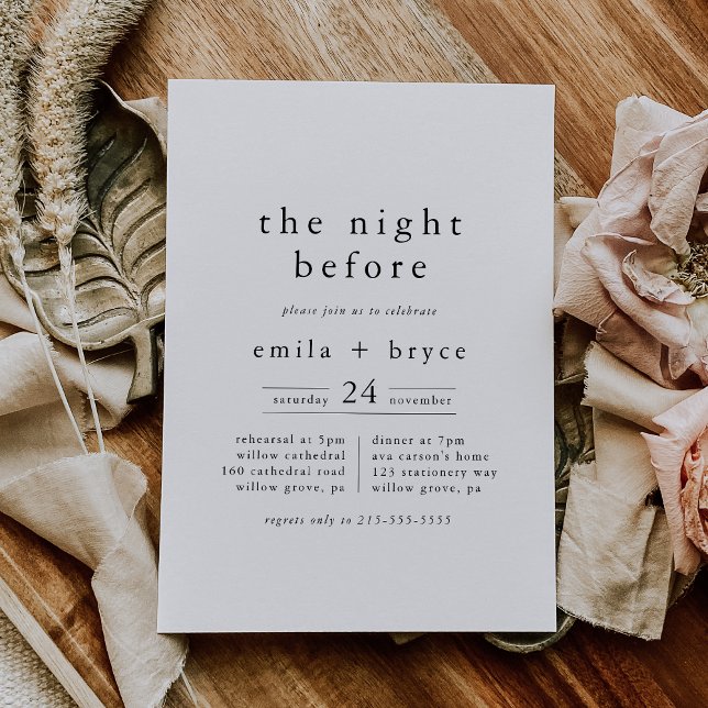Invitation EMELIA Rustic La Nuit Avant Le Dîner De Répétition (EMELIA Rustic The Night Before Rehearsal Dinner Invitation)