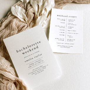 Invitation EMELIA Unique Neutre Rustique Bachelorette Week-en