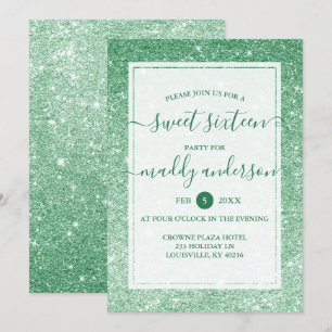Invitation Emerald Faux Parties scintillant Élégante douce 16