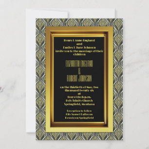 Invitation Emerald & Gold Art Déco Mariage
