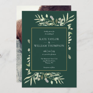 Invitation Emerald Gold Elegant Green Mariage photo