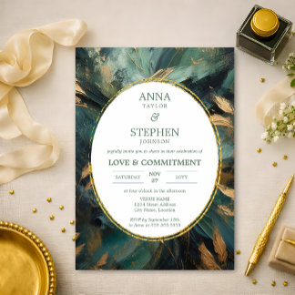 Invitation Emerald & Gold Love & Commitment Ceremony