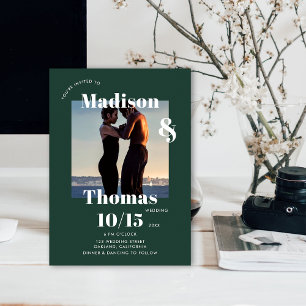 Invitation Emerald Green 1 Photo Bold Mariage minimaliste