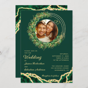 Invitation Emerald Green Agate Eucalyptus Jewel Mariage