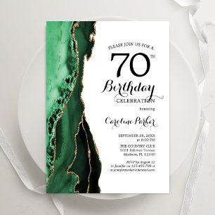 Invitation Emerald Green Agate Or Blanc 70e anniversaire