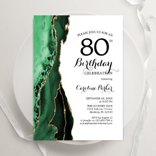 Invitation Emerald Green Agate White Gold 80e anniversaire