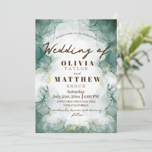 Invitation Emerald Green Aquarelle Mariage moderne