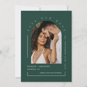 Invitation Emerald Green Arch Photo QR Code Enregistrer notre