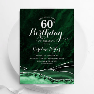 Invitation Emerald Green Argent marbre d'âge 60e anniversaire