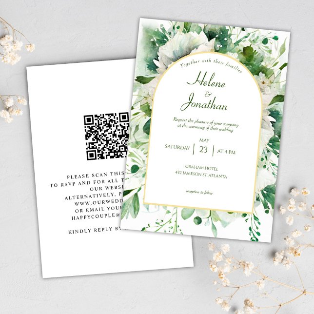 Invitation Emerald Green Botanical Floral Mariage élégant (Emerald Green Botanical Floral Elegant Wedding Invitation)