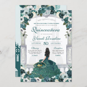 Invitation Emerald Green Charro Élégante princesse Quinceaner