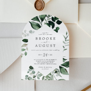 Invitation Emerald Green Elegant Boho Décontracté Arch Mariag