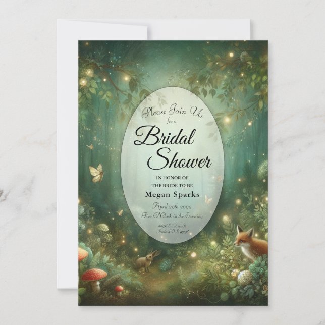 Invitation Emerald Green Enchanted Forest Bridal Shower (Devant)